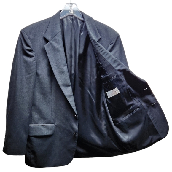 Oscar de la Renta Other - OSCAR De La Renta Mens 43R Dark Gray 100% Wool Blazer Sport Coat Suit Jacket